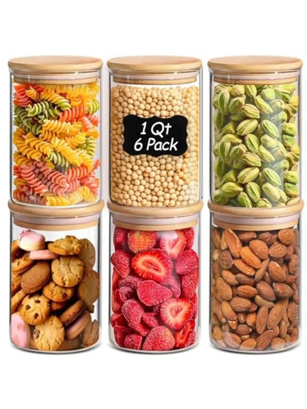 1 Qt Glass Storage Containers with Lids,Glass Jars with Lids, Clear Food Storage
